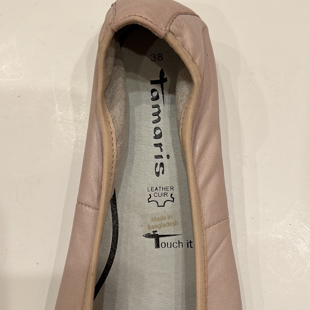 Tamaris leather flats Size 8 M Pale Pink - Picture 3 of 7